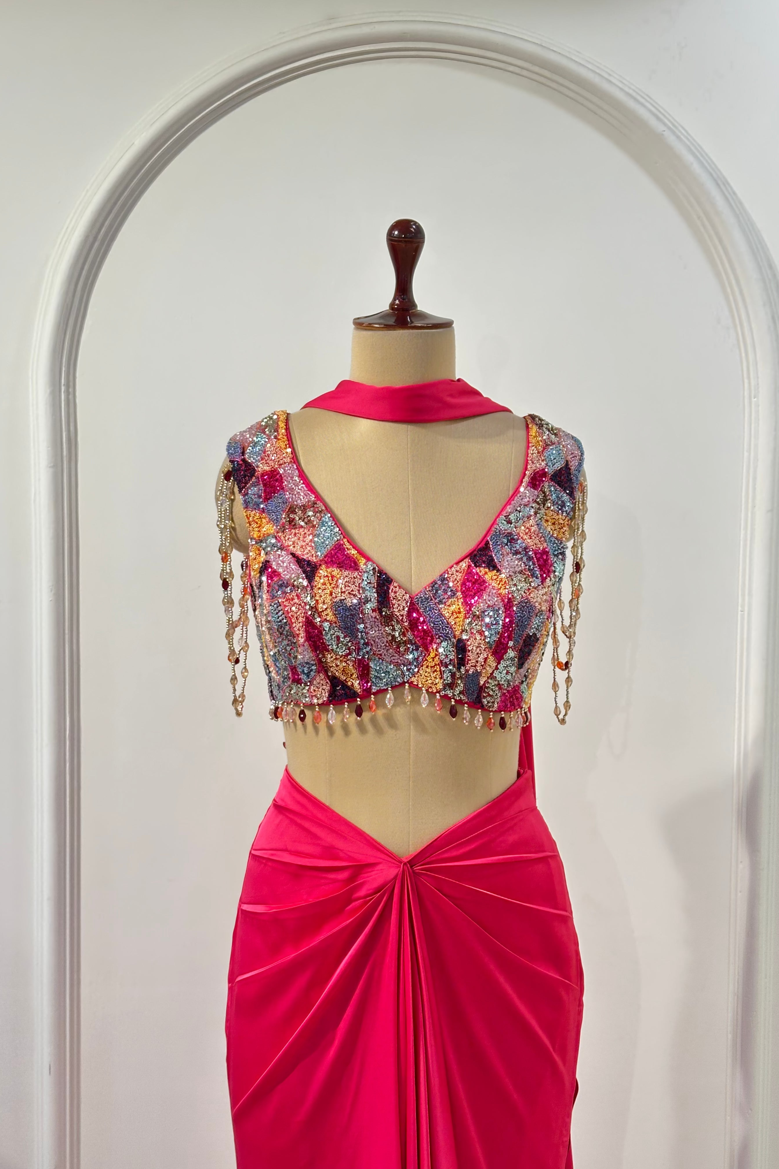 PINK MULTICOLORED BLOUSE SAREE